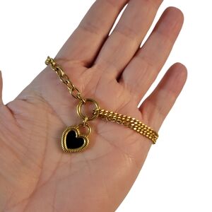 Goldtone Chain Bracelet w Heart Charm